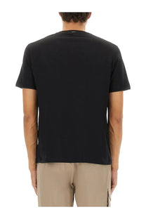 Black short-sleeved crew neck t-shirt made of cotton from herno menswear collection