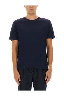 Herno men’s navy blue cotton crew neck t-shirt showcasing a soft breathable fabric for casual wear