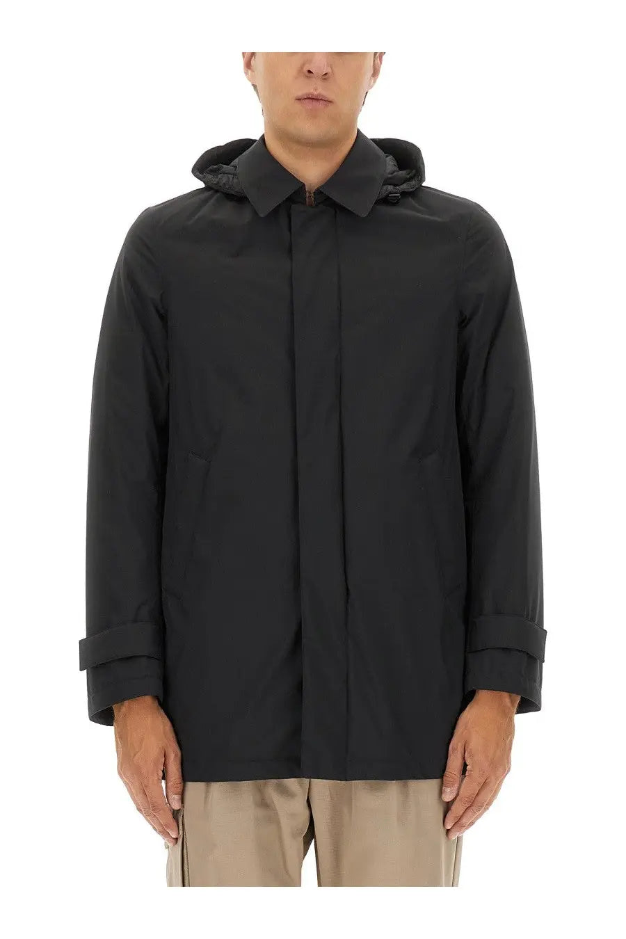 Herno Men's Two Layer Windstopper Long Parka Black