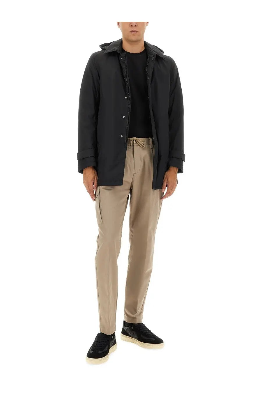 Herno Men's Two Layer Windstopper Long Parka Black, view 2