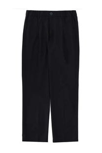 Black pleated wool blend trousers by herno with a sleek straight-leg cut and single button closure at the waist