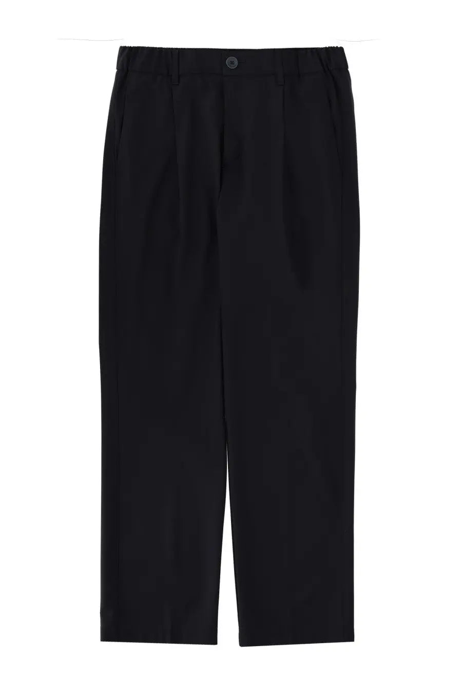 Herno men’s blue wool blend pants with pleated black trousers and a sleek straight-leg cut with single button closure