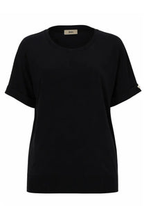 Herno women’s black cotton blend shirt with relaxed fit and rolled up sleeves in minimalist style