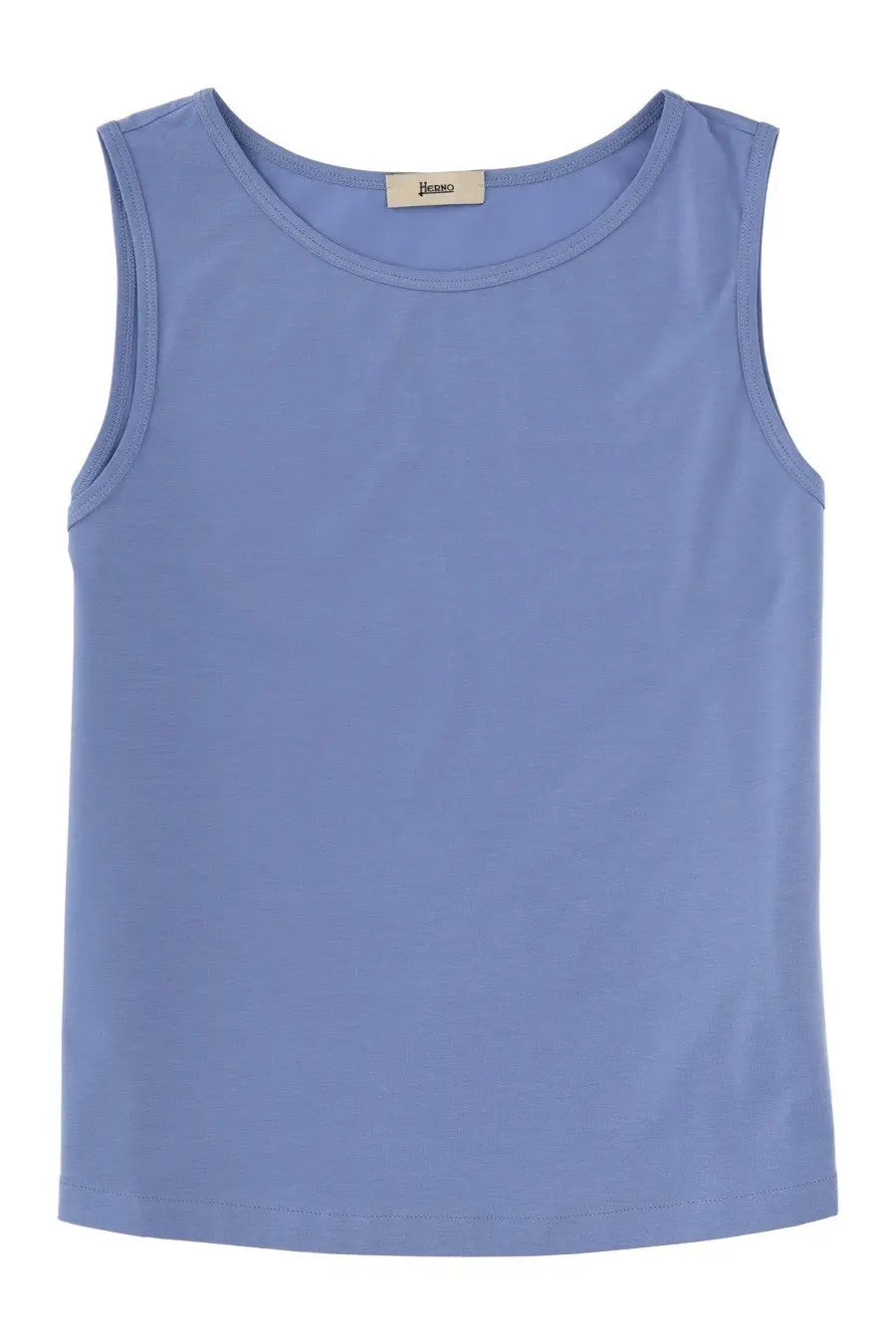 Herno women’s blue cotton sleeveless top with light fabric round neckline and neatly stitched seams