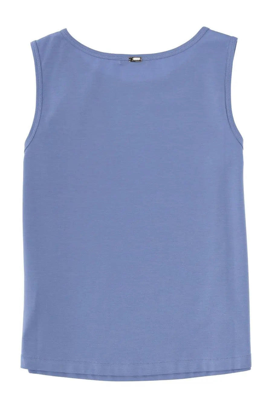 Herno women’s cotton top in soft light blue with sleeveless design and round neckline for casual wear