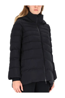 Herno women’s black quilted down puffer jacket with high collar and zipper closure for cold weather