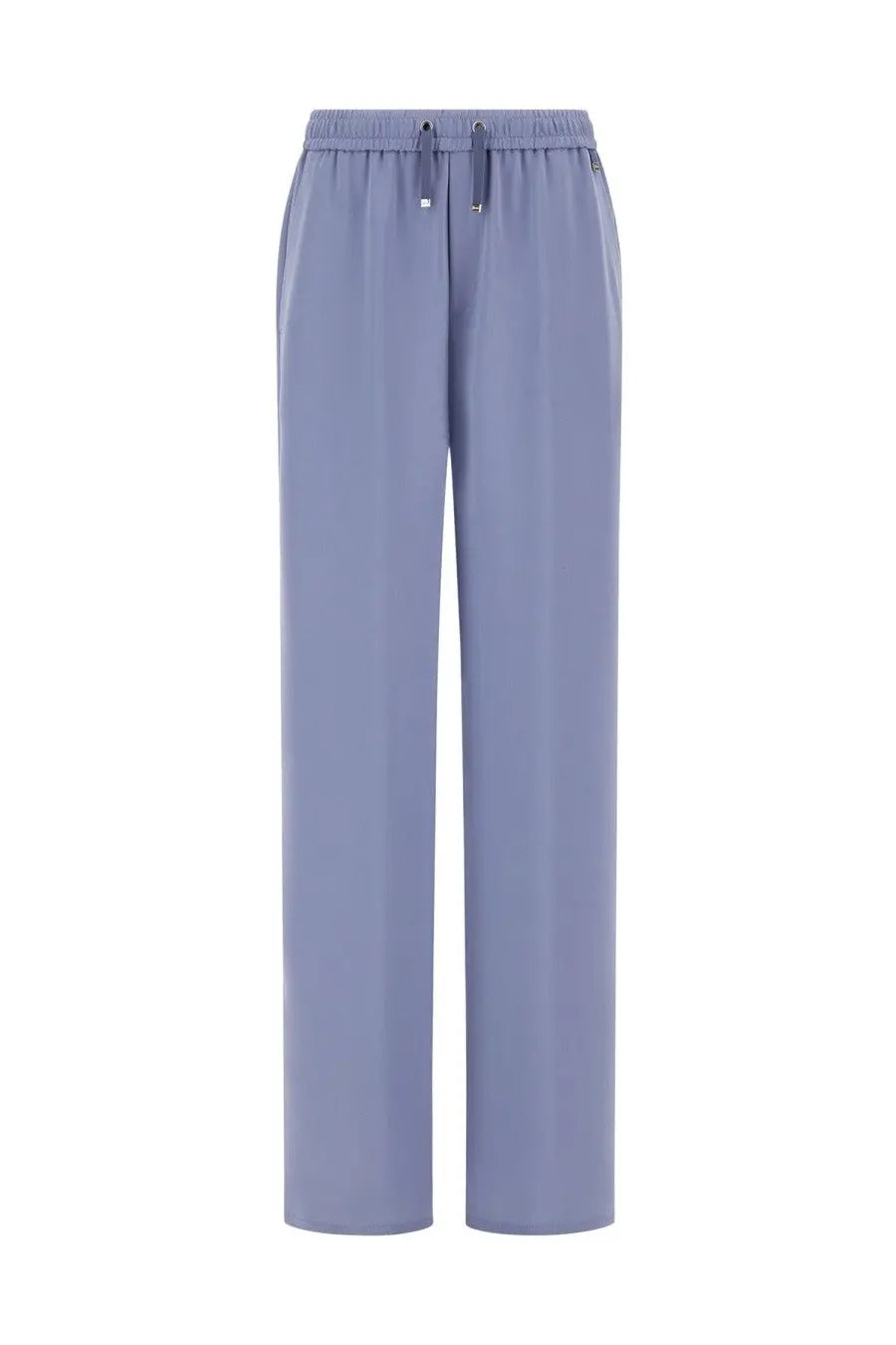 Herno women’s jogger pants in light blue with wide legs and an elastic waistband with drawstring closure