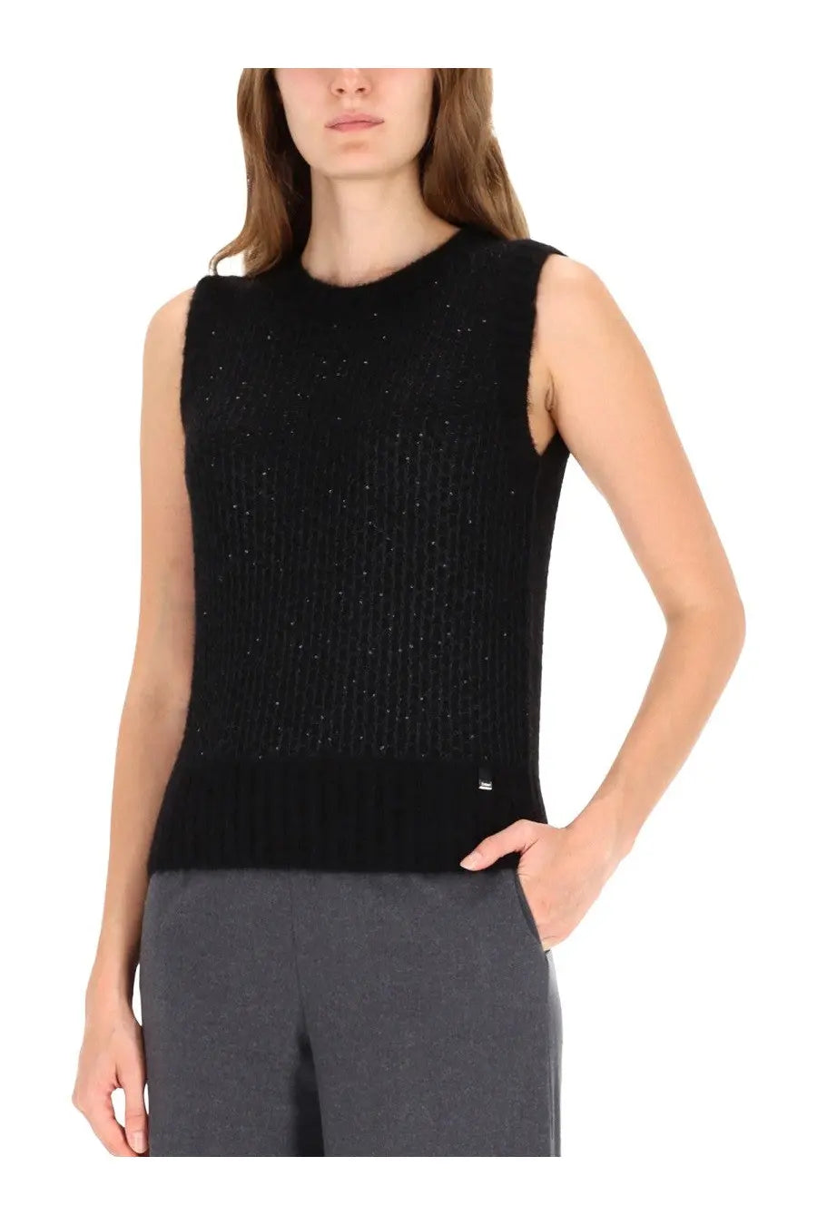Herno Women's Metallic Effect Sequined Vest Black, view 4