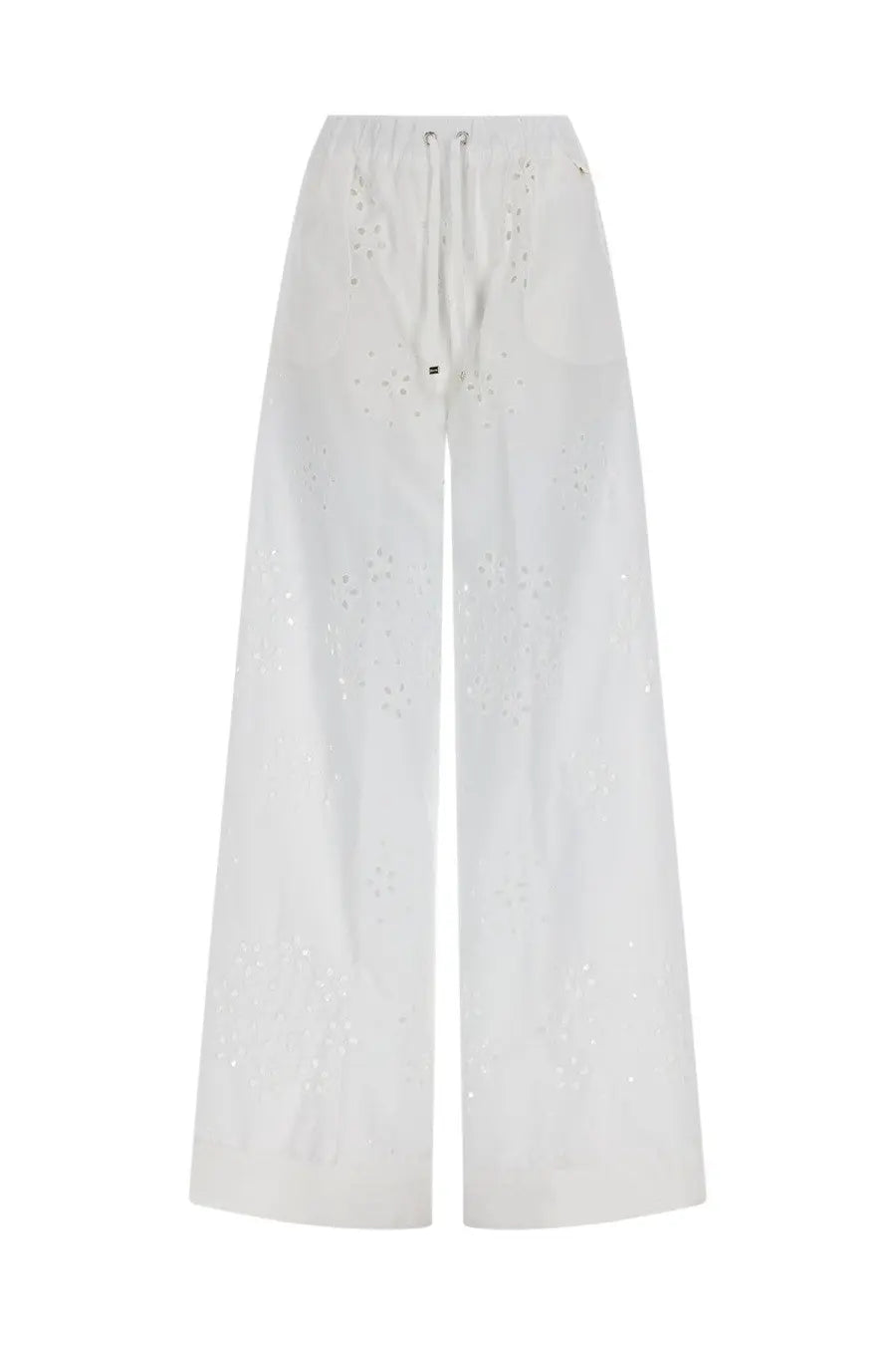 Herno Women's Perforated Trousers with Embroidered Sangallo White