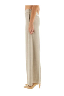 Herno women’s pants resort beige wide-leg trousers with sleek tailored fit and subtle vertical seam detailing