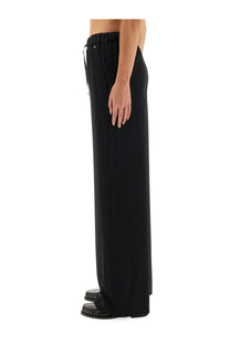 Herno women’s pants resort black wide-leg trousers with drawstring waistband and subtle side seam detailing