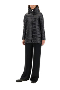 Herno women’s piumino shape amelia black quilted puffer jacket with high collar and button closure