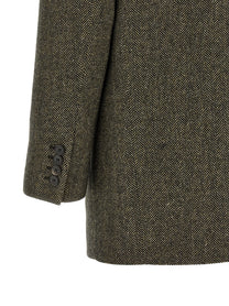 Saint Laurent Herringbone Blazer Brown