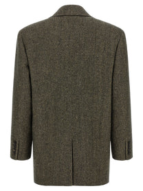 Saint Laurent Herringbone Blazer Brown