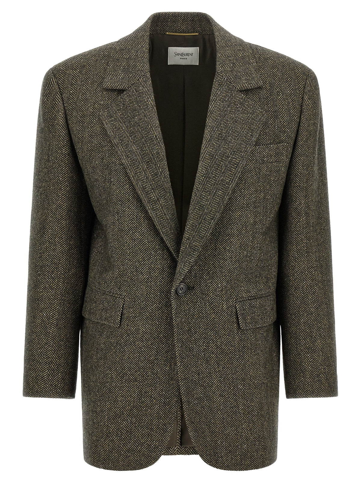 Saint Laurent Herringbone Blazer Brown