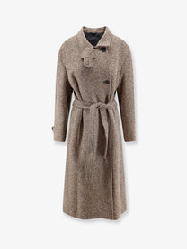 Brunello Cucinelli Women's Herringbone Coat Beige