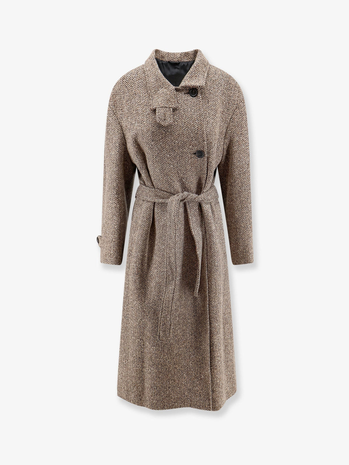 Brunello Cucinelli Women's Herringbone Coat Beige