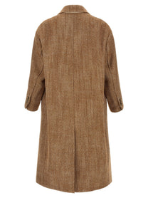 Ami Paris Herringbone Coat Brown, view 2