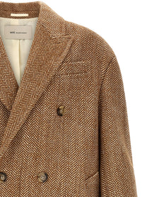 Ami Paris Herringbone Coat Brown, view 3