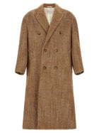 Ami Paris Herringbone Coat Brown