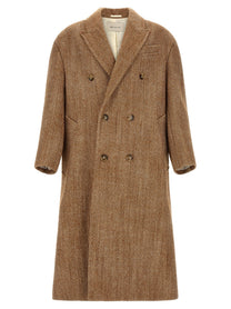 Ami Paris Herringbone Coat Brown