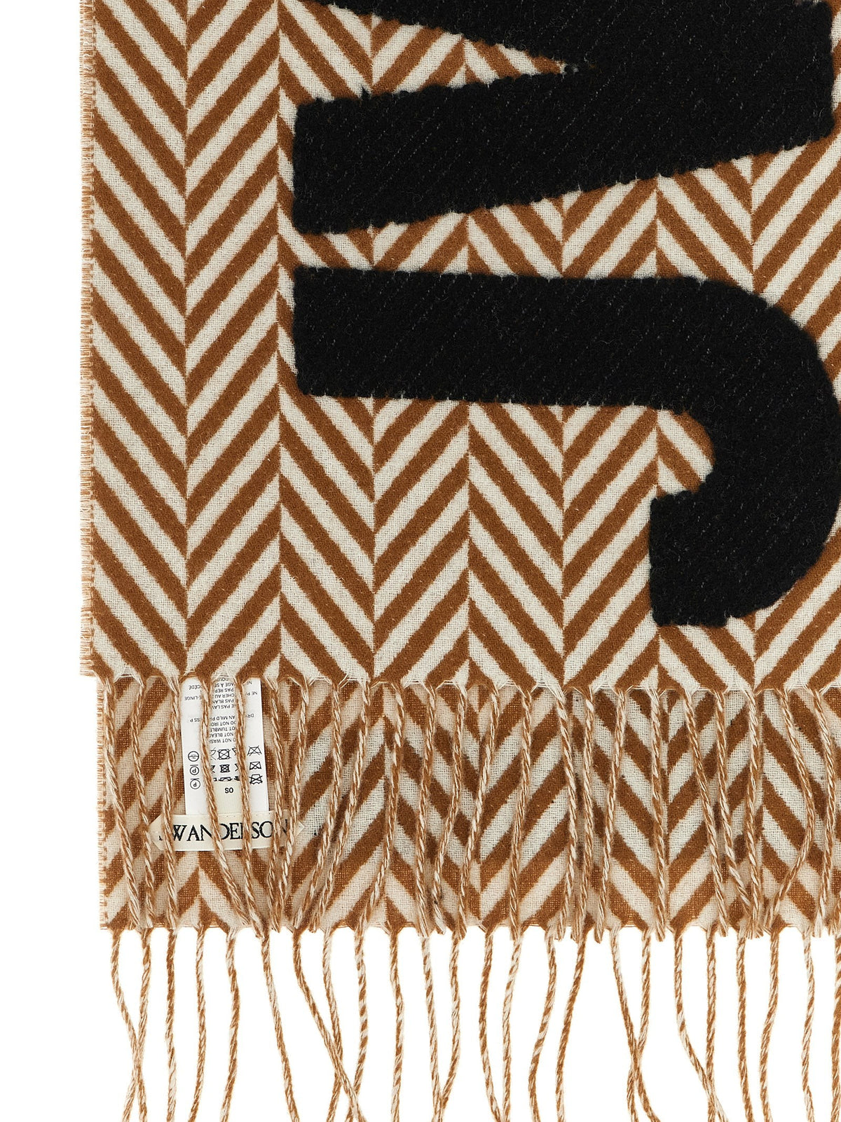 JW Anderson Herringbone Scarf Brown