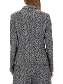 BOSS Women's Herringbone Tweed Blazer Grey