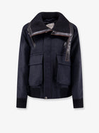 Sacai Women's Herringbone Wool Padded Bomber Black