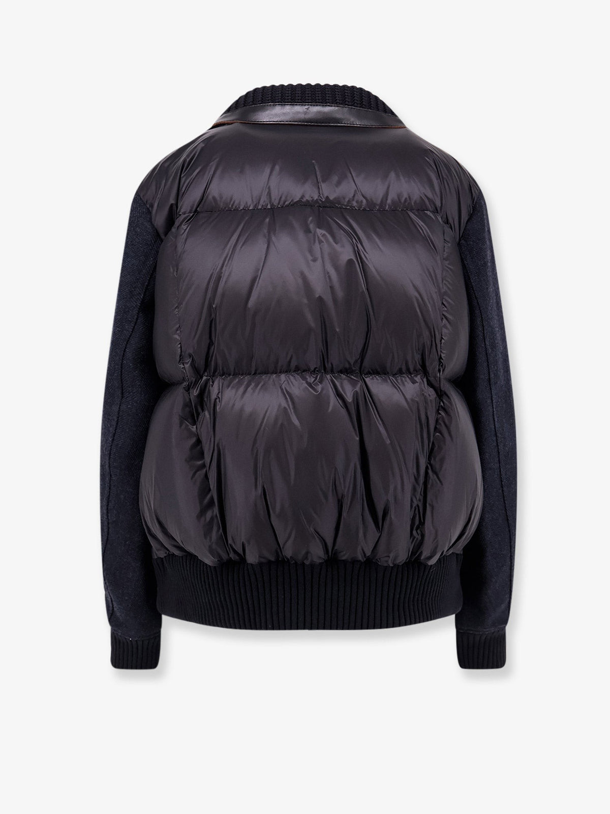 Sacai Women's Herringbone Wool Padded Bomber Black, view 2