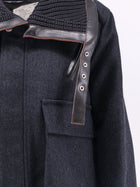 Sacai Women's Herringbone Wool Padded Bomber Black, view 3