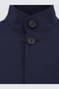 Hevò men’s Casalvecchio dark navy blue wool blend jacket with two dark gray d&amp;g engraved buttons