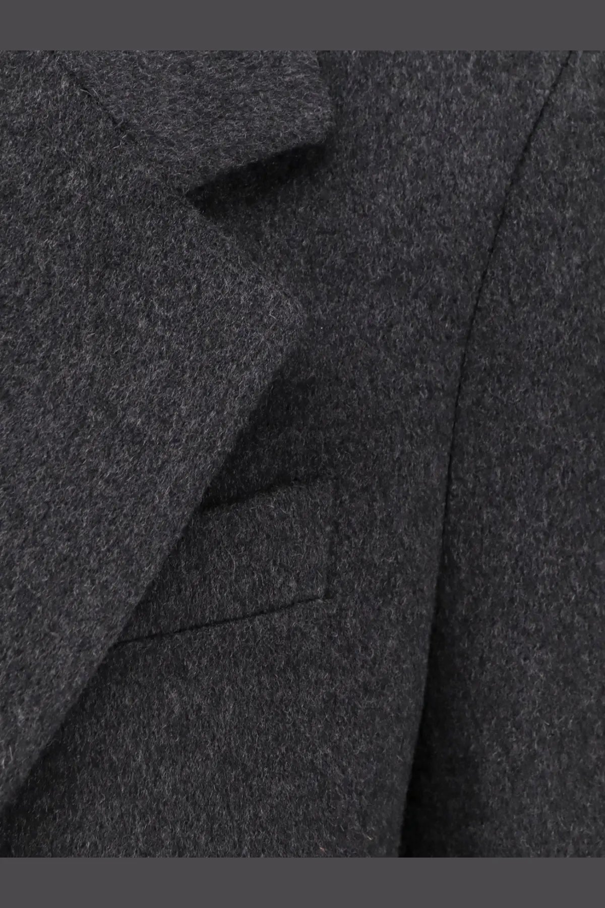 Hevò men’s cashmere coat grey with dark gray textured heathered wool fabric and structured lapel