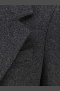 Hevò men’s cashmere coat grey with dark gray textured heathered wool fabric and structured lapel