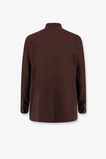 Hevò men’s Caslvecchio wool blend jacket in dark brown with a tailored fit and subtle stitching details
