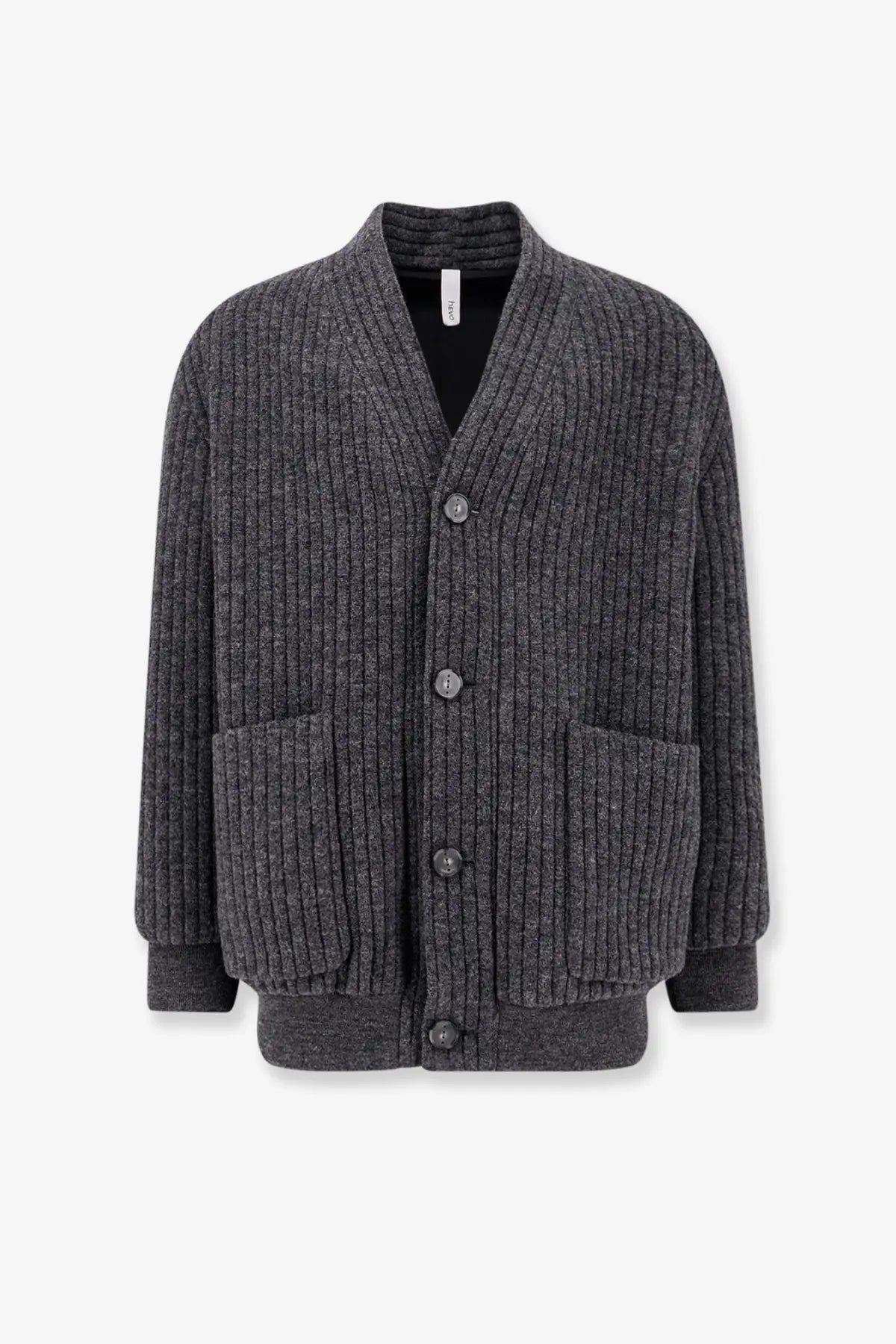 Hevò Men's Cimino Virgin Wool Cardigan Grey