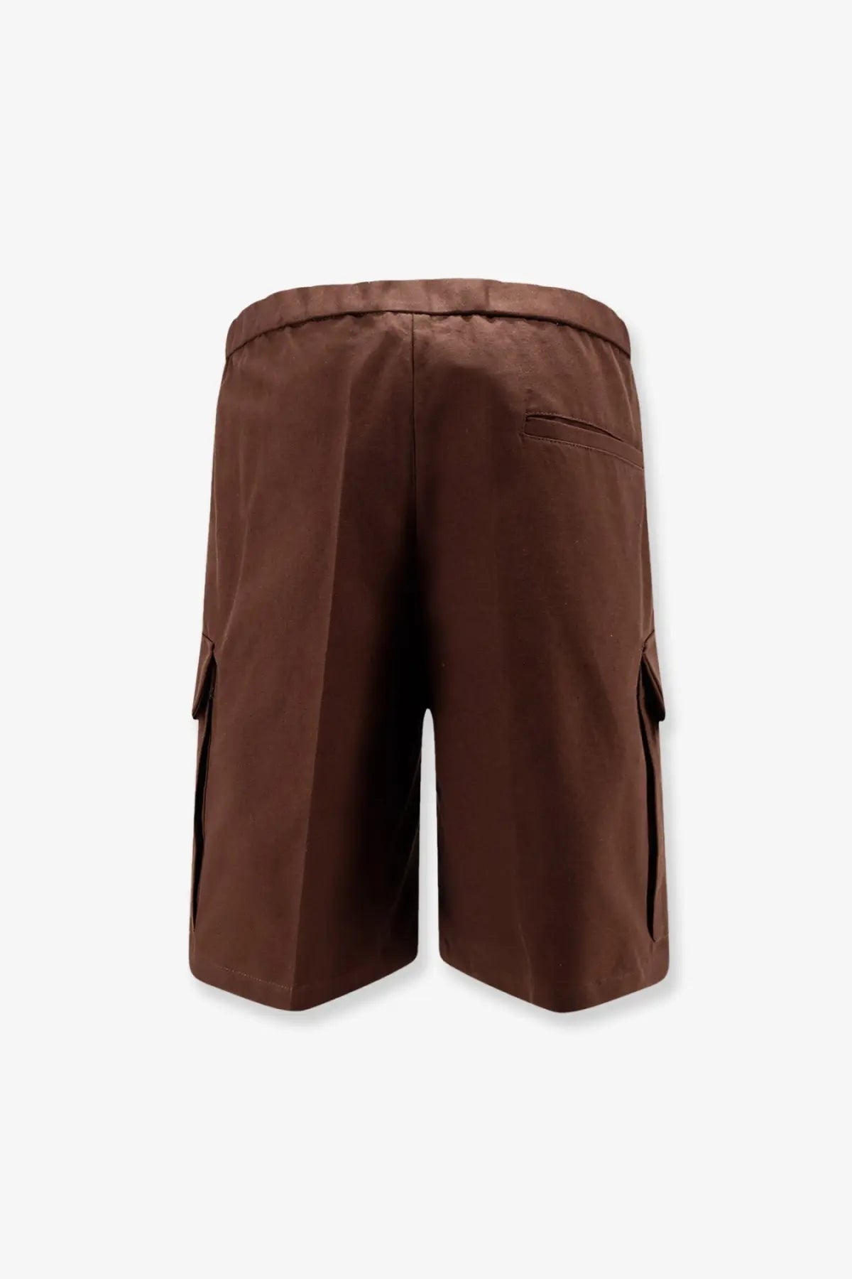 Hevò men’s brown cotton cargo shorts with drawstring waist and side pockets for casual wear
