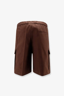 Hevò men’s brown cotton cargo shorts with drawstring waist and side pockets for casual wear