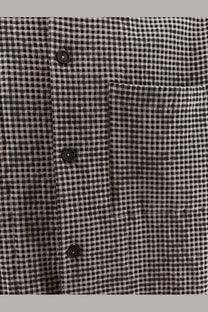 Hevò men’s black and white gingham check cotton blend button-up shirt with chest pocket