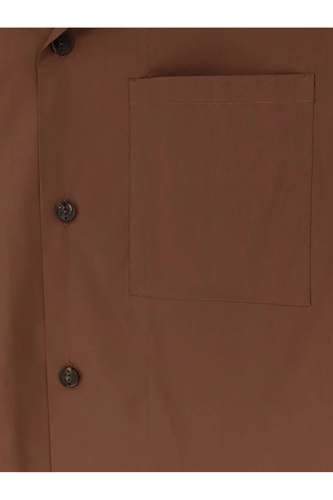 Hevò men’s cotton blend tan button-up shirt with a single chest pocket and metallic buttons