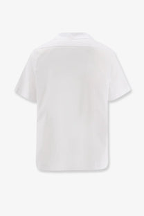 Hevò men’s white cotton blend short-sleeved button-up shirt with clean minimalist design