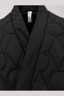 Hevò men’s faeto black quilted nylon down jacket with circular padded sections and a high collar