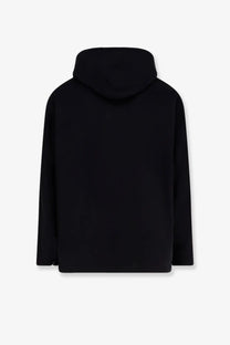 Black hooded sweatshirt with minimalist design soft smooth fabric part of hevò mens grottaverde virgin wool blend coat black collection