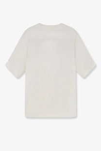 Hevò men’s white off-white short-sleeved linen and viscose blend t-shirt with relaxed fit and crew neckline