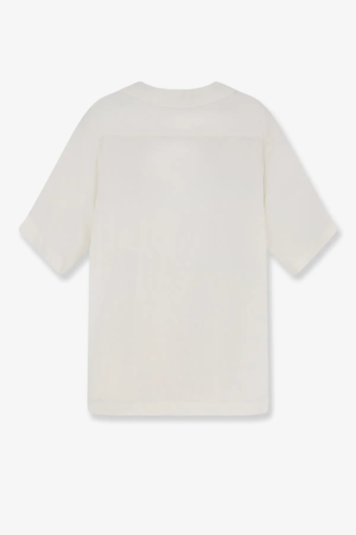 Hevò men’s off-white short-sleeved linen and viscose blend shirt with relaxed fit and crew neckline