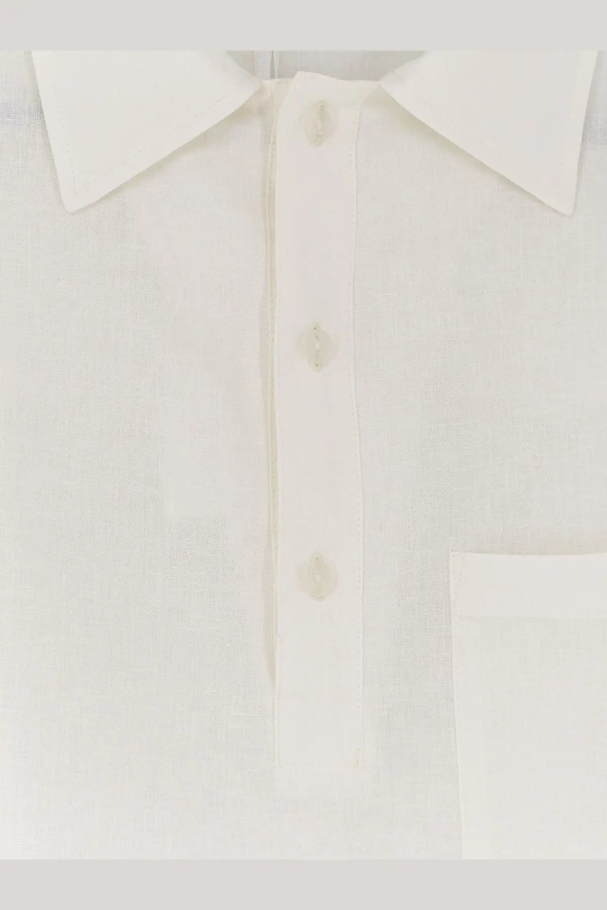 Hevò men’s montursi crisp white linen and viscose shirt with subtle textured weave and neatly stitched collar