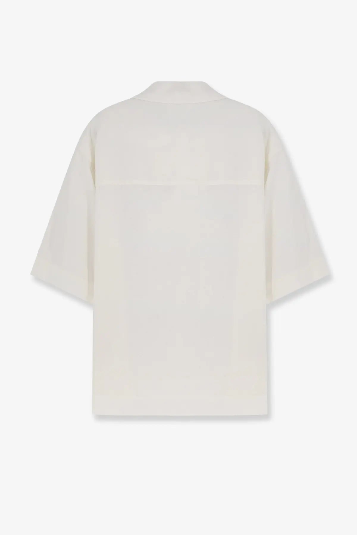Hevò men’s Montursi off-white oversized shirt with relaxed fit short sleeves made of linen and viscose
