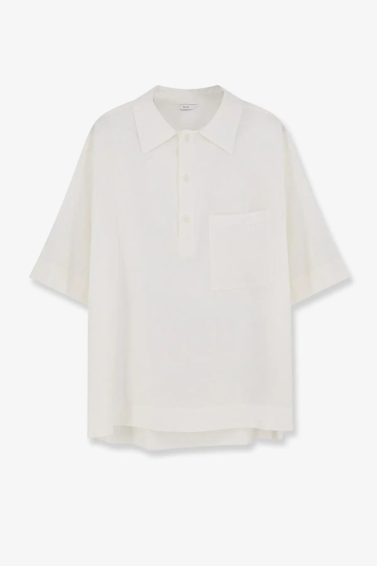 Hevò men’s montursi off-white short-sleeved polo shirt with classic collar linen and viscose blend