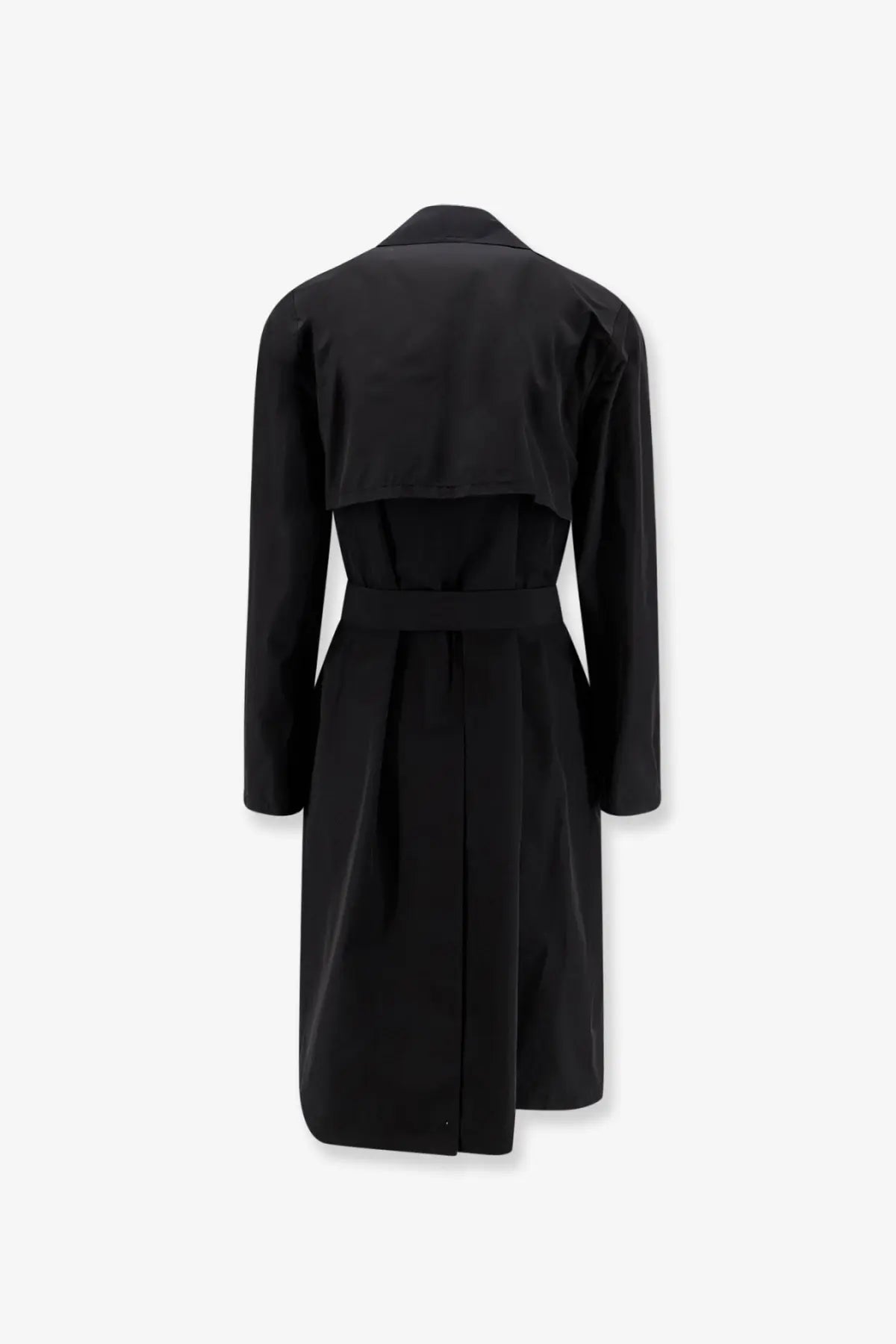 Hevò men’s motolese black trench coat with belted waist structured shoulders nylon and cotton fabric