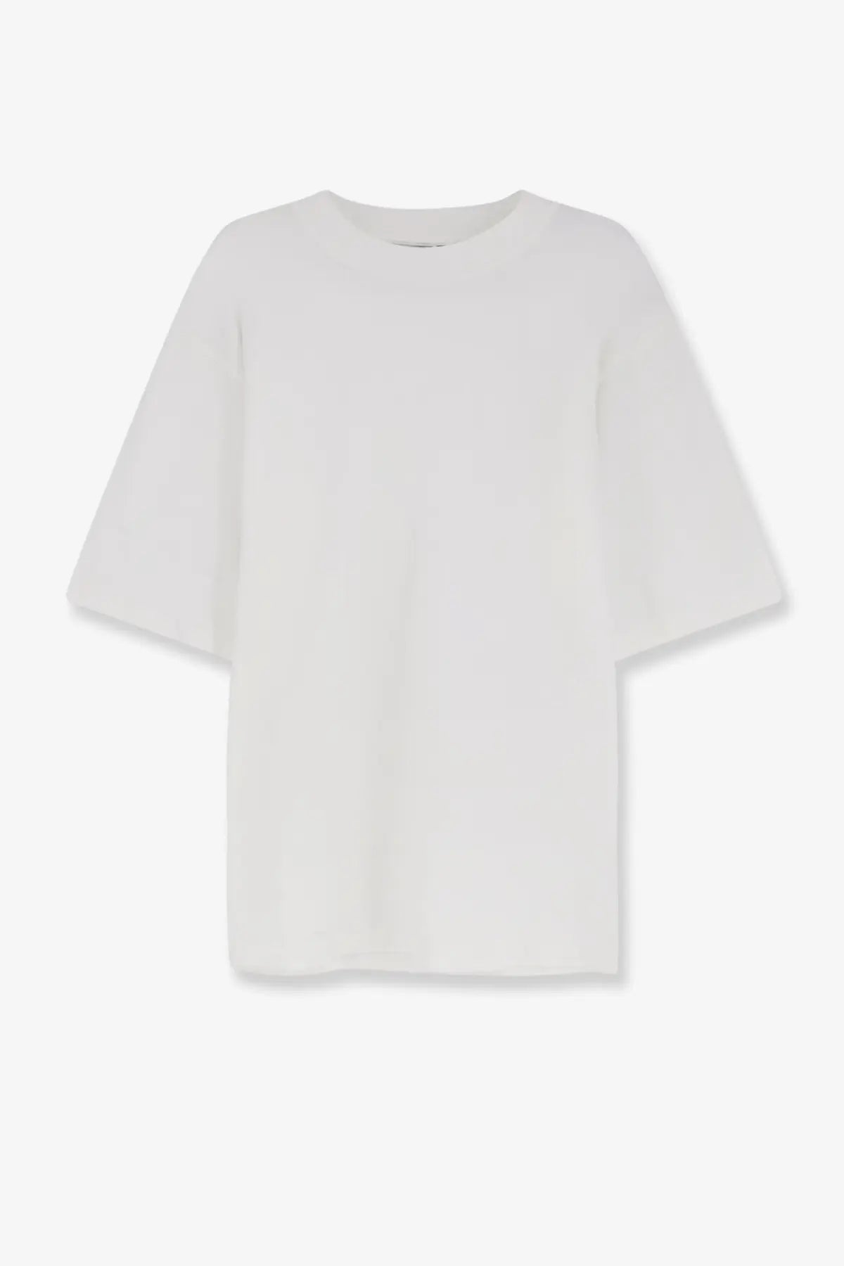 Hevò men’s mulino cotton shirt white oversized with relaxed fit minimalist short sleeves tshirt front view