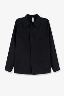 Hevò men’s specchiolla black cotton shirt with long sleeves two chest pockets and a collar